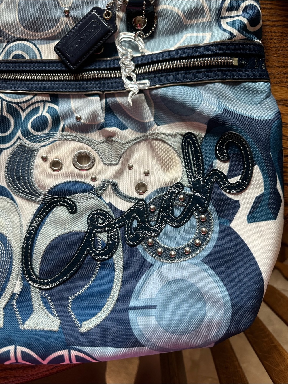Coach Poppy Glam Pop C Denim Appliqué Tote - Picture 6 of 16